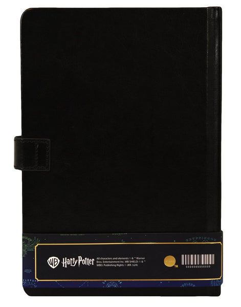 Licensed Harry Potter House notebook journal, parchment paper, house logo, house history, Gold printed house crest logo in front, Hogwarts, Gryffindor, Slytherin, Hufflepuff and Ravenclaw (Hogwarts)