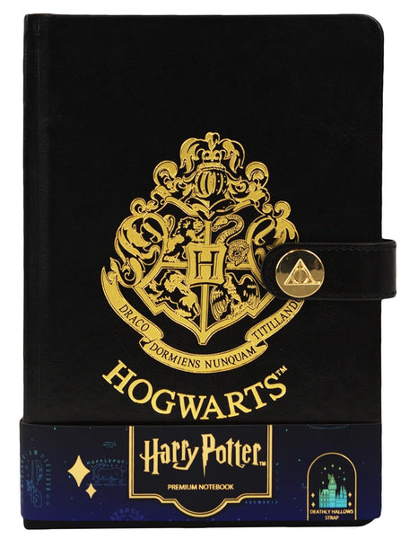 Licensed Harry Potter House notebook journal, parchment paper, house logo, house history, Gold printed house crest logo in front, Hogwarts, Gryffindor, Slytherin, Hufflepuff and Ravenclaw (Hogwarts)