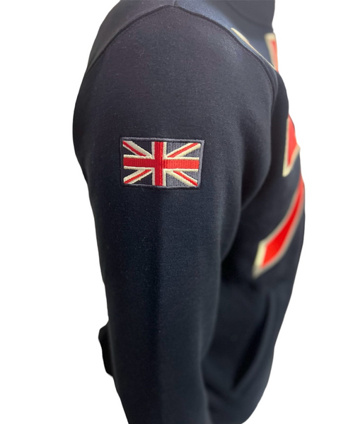 Unisex Union Jack Crown Baseball Jacket with free UJ Pin Badge Navy Colour Size XS to 4XL