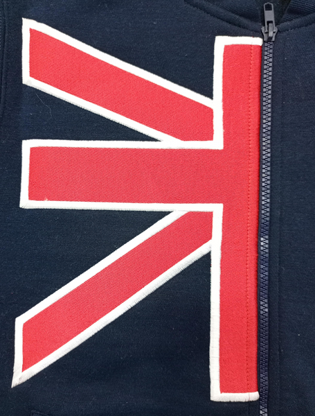 Unisex Union Jack Crown Baseball Jacket with free UJ Pin Badge Navy Colour Size XS to 4XL