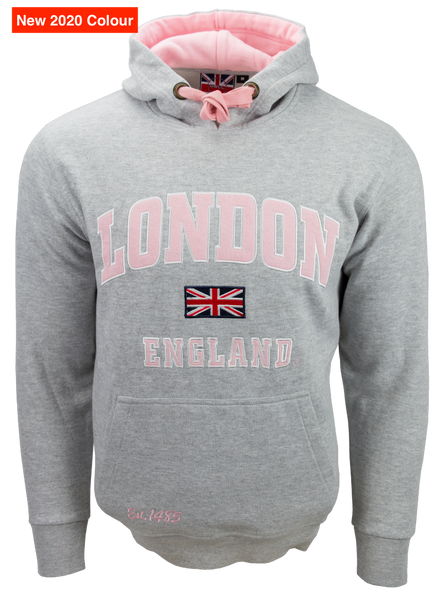 Unisex London England Hoodie Hooded Sweatshirt Grey Baby Pink New 2020 Colour - British Heritage Brands