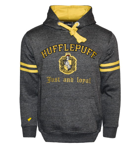 Licensed Unisex Hufflepuff Hooded Hoodie Sweatshirt-Charcoal Harry Potter