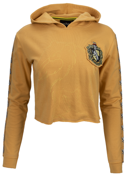 Harry Potter Licensed Ladies/Girls Hufflepuff House Cropped Hoodie Sweat Yellow