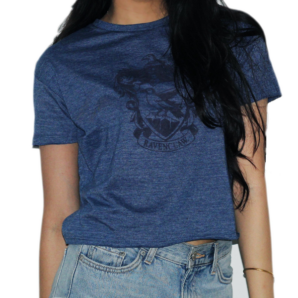 HP106LRVN Licensed Harry Potter Ravenclaw Ladies/Girls Saphire Blue Crop T-Shirt