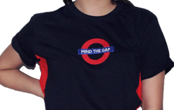 GWCC Licensed Unisex Mind The Gap Chain Stitch Embroidery T-Shirt Underground Navy (XS)