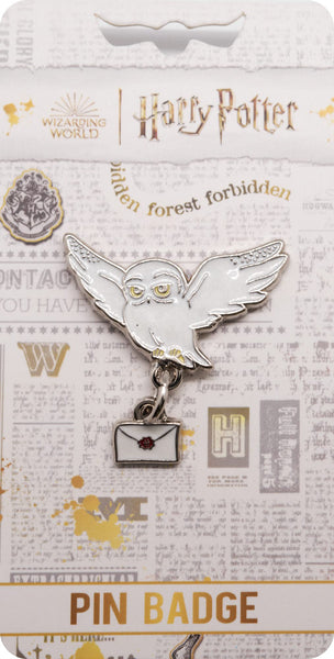 Licensed Harry Potter Hedwig and letter Pin Badge Enamelled metal 4cm by 3.5cm