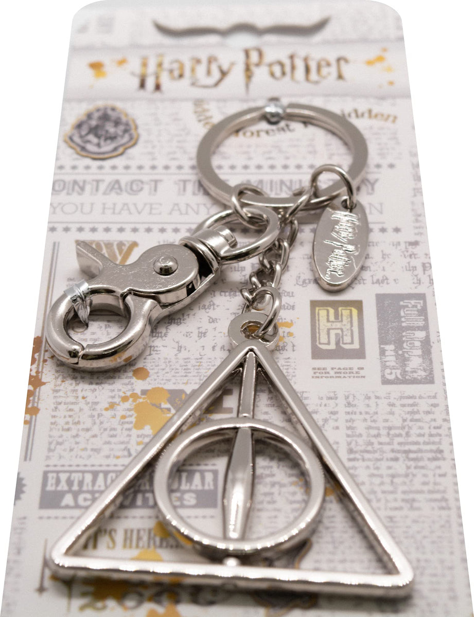 Keychain - Deathly Hallows Symbol Black Silver — Buckle-Down