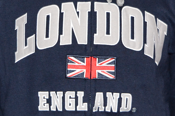 LE129ZNG Unisex London England Zipped Hoodie Hooded Sweatshirt Navy Grey XS-2XL - British Heritage Brands
