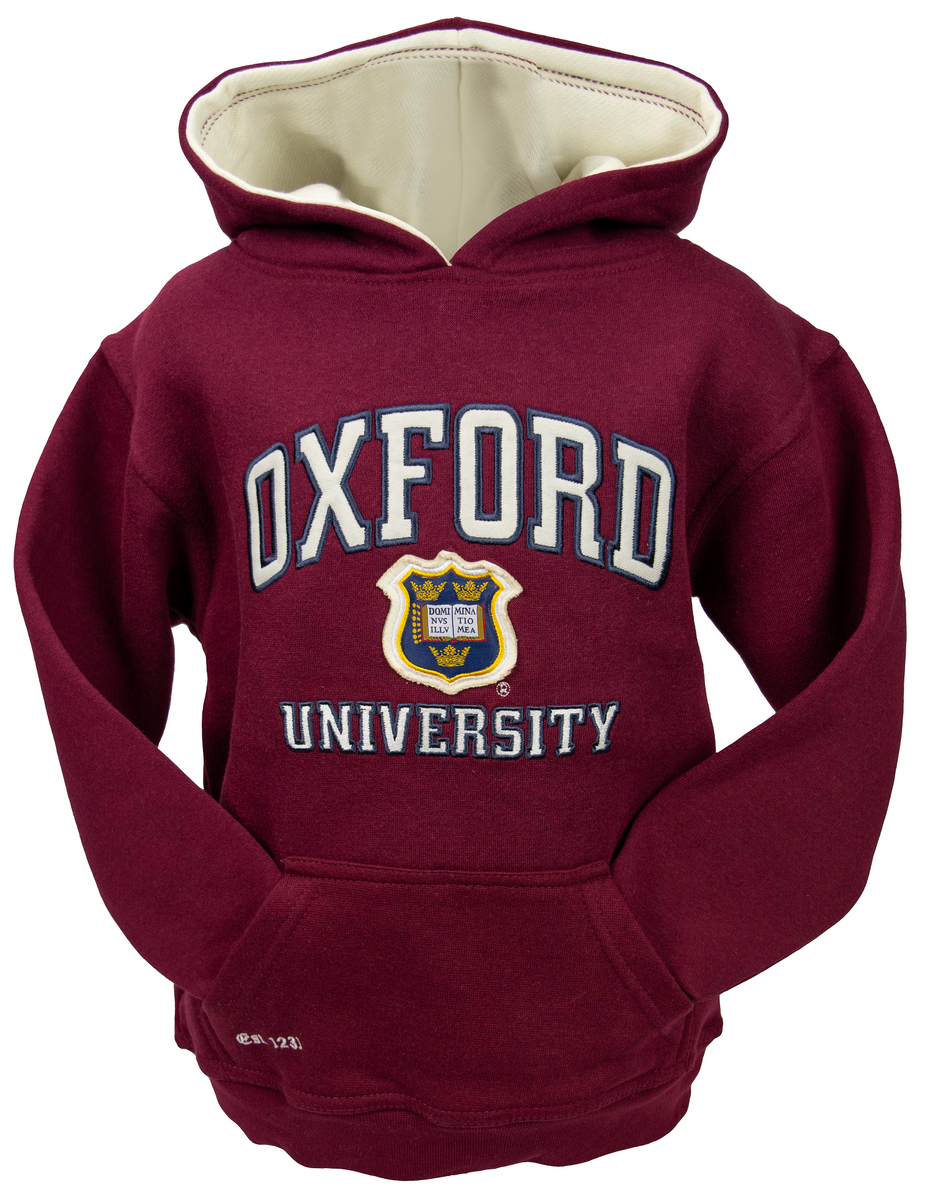 OU129K Kids Licensed Unisex Oxford University Hooded Sweatshirt Maroon British Heritage Brands