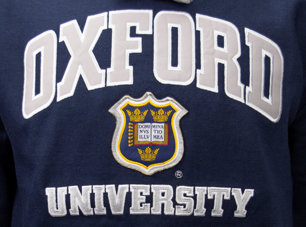 OU129 Licensed Unisex Oxford University Hooded Sweatshirt Navy/Grey - British Heritage Brands