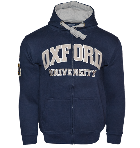 OU129 Licensed Zipped Unisex Oxford University Hooded Sweatshirt Navy - British Heritage Brands