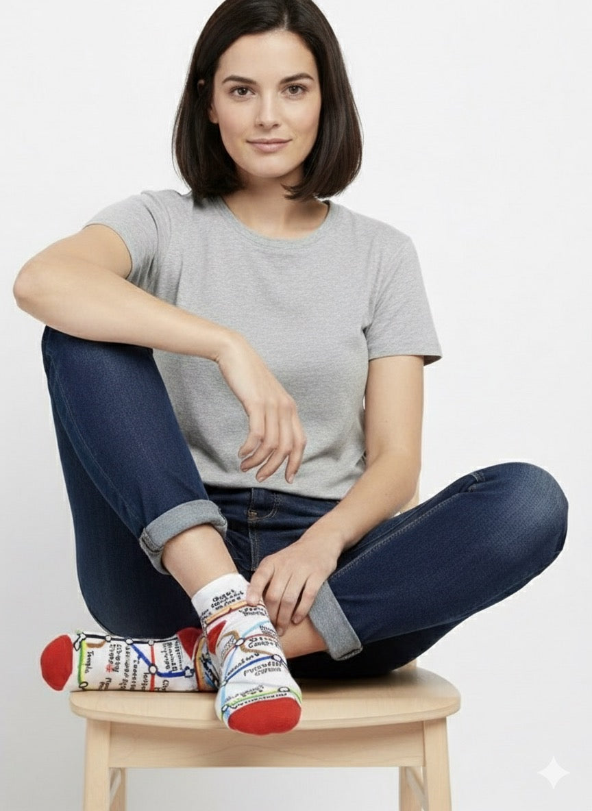 TFL6310 Licensed London Underground Tube Map Trainer Socks Ladies - British Heritage Brands