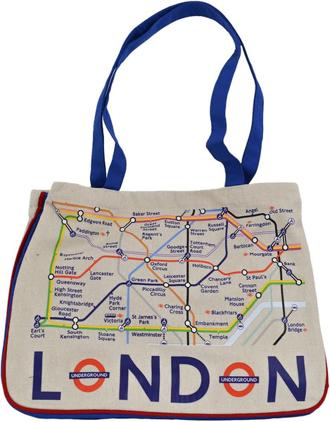 Licensed London Underground Tube Map Canvas Tote Bag with matching Purse with Underground Roundell