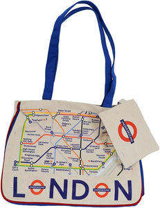 Licensed London Underground Tube Map Canvas Tote Bag with matching Purse with Underground Roundell