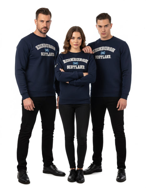 Unisex Edinburgh Scotland Hooded Sweatshirt, Hoodie Applique Embroidery Design, XS-4XL, Available in Black, Blue, Off-White, Grey-Pink, Grey-Navy - British Heritage Brands