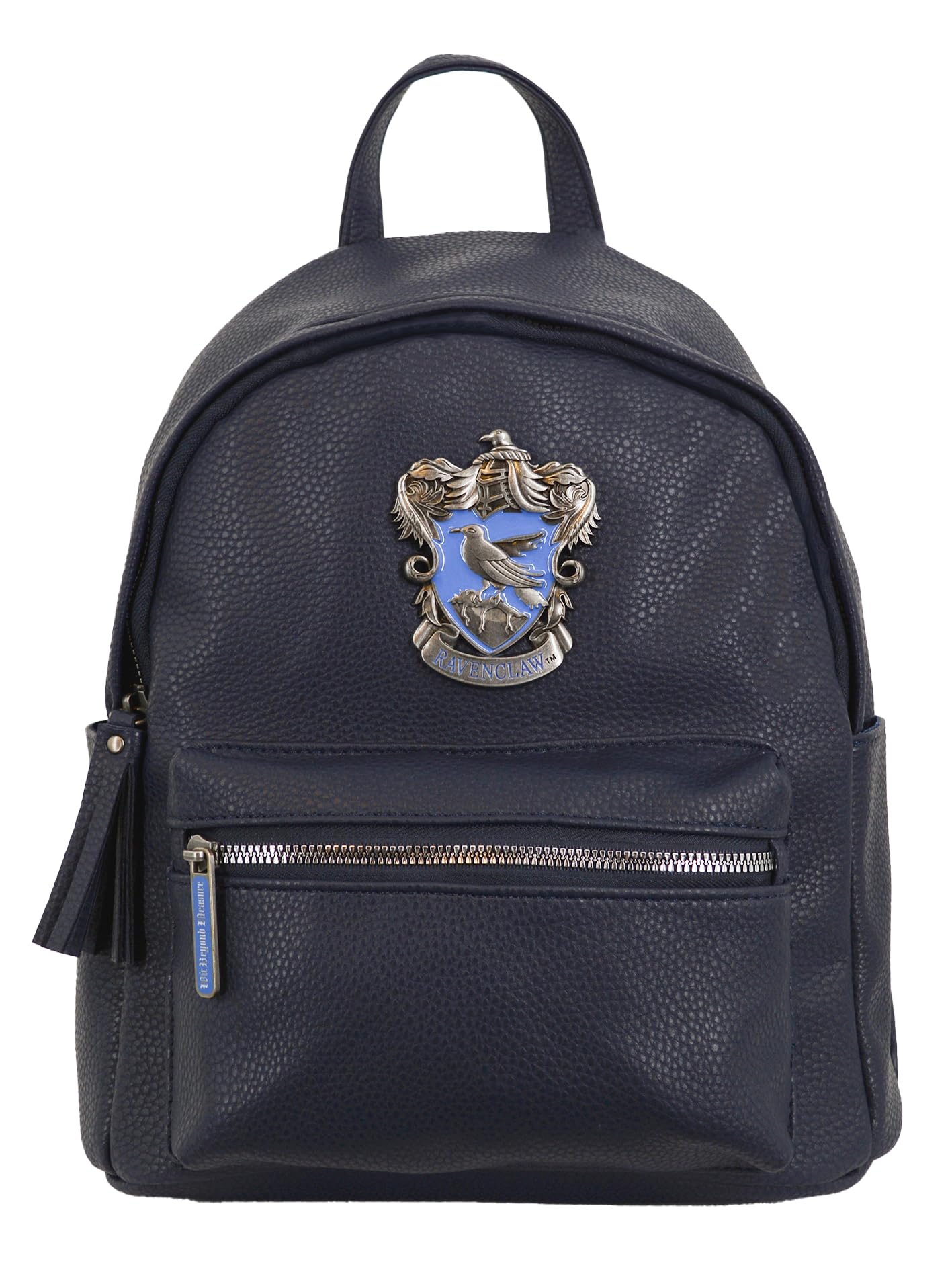 Harry Potter House Backpack Collection, Pebbled Leather, Metal Crest Badge, 4 Houses - Gryffindor, Slytherin, Hufflepuff, Ravenclaw