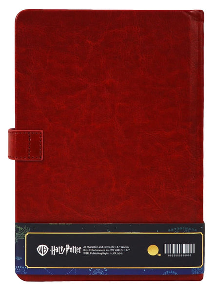 Licensed Harry Potter House notebook journal, parchment paper, house logo, house history, Gold printed house crest logo in front, Hogwarts, Gryffindor, Slytherin, Hufflepuff and Ravenclaw (Gryffindor)