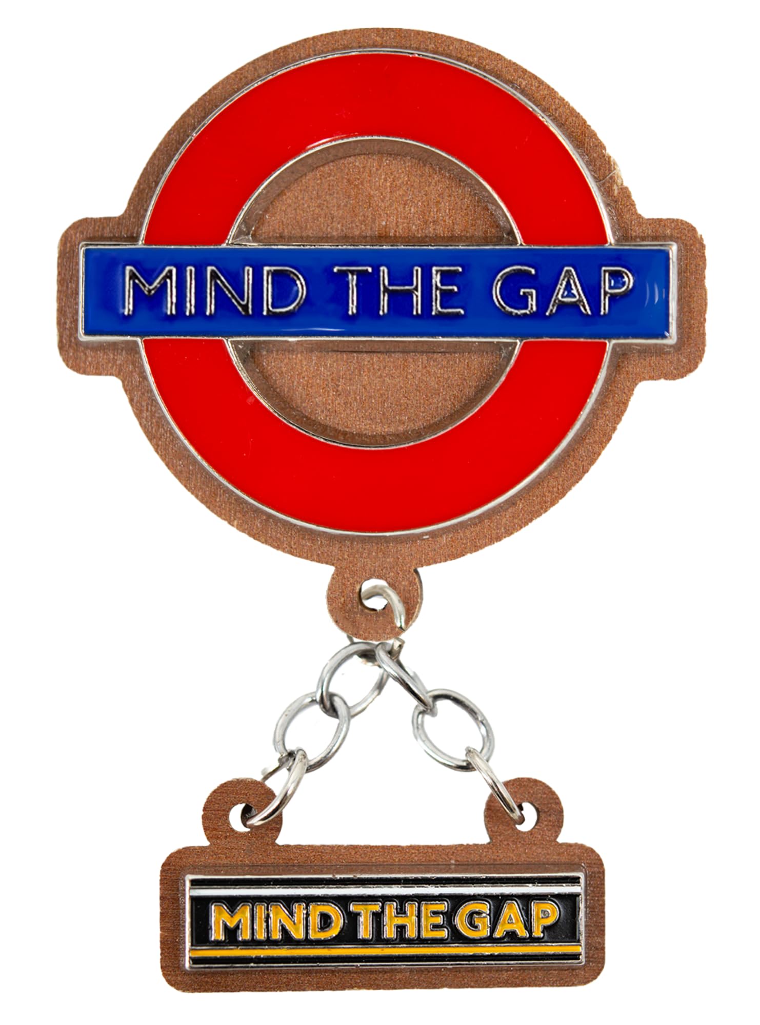 Licensed Underground and Mind The Gap Enamel Wooden Keyrings and Fridge Magnets, Keychain, with Charms, 4 Styles