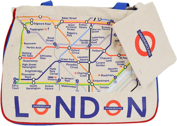 Licensed London Underground Tube Map Canvas Tote Bag with matching Purse with Underground Roundell
