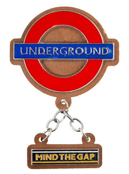 Licensed Underground and Mind The Gap Enamel Wooden Keyrings and Fridge Magnets, Keychain, with Charms, 4 Styles