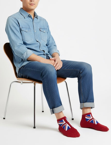 Union Jack British Men Crew Socks and Ankle(trainer) socks, colour Navy and Red, sizes 6-11 (39-46 Euro)