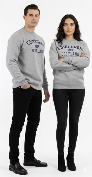Unisex Edinburgh Scotland Hooded Sweatshirt, Hoodie Applique Embroidery Design, XS-4XL, Available in Black, Blue, Off-White, Grey-Pink, Grey-Navy - British Heritage Brands