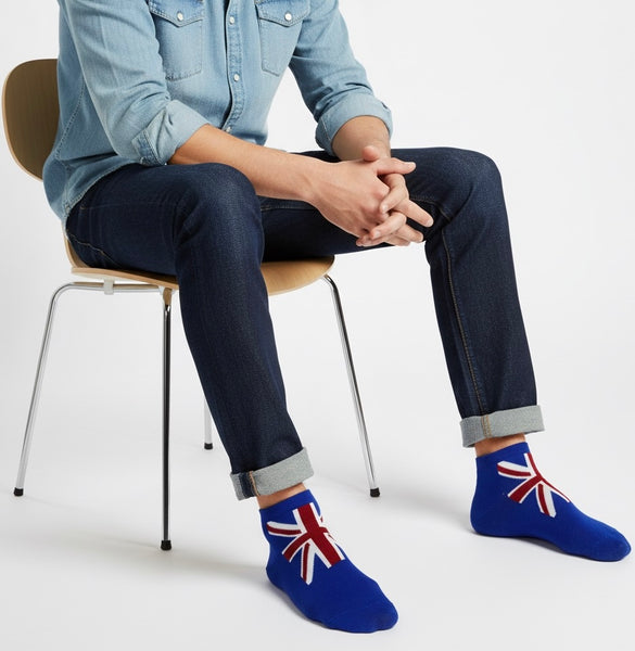 Union Jack British Men Crew Socks and Ankle(trainer) socks, colour Navy and Red, sizes 6-11 (39-46 Euro)
