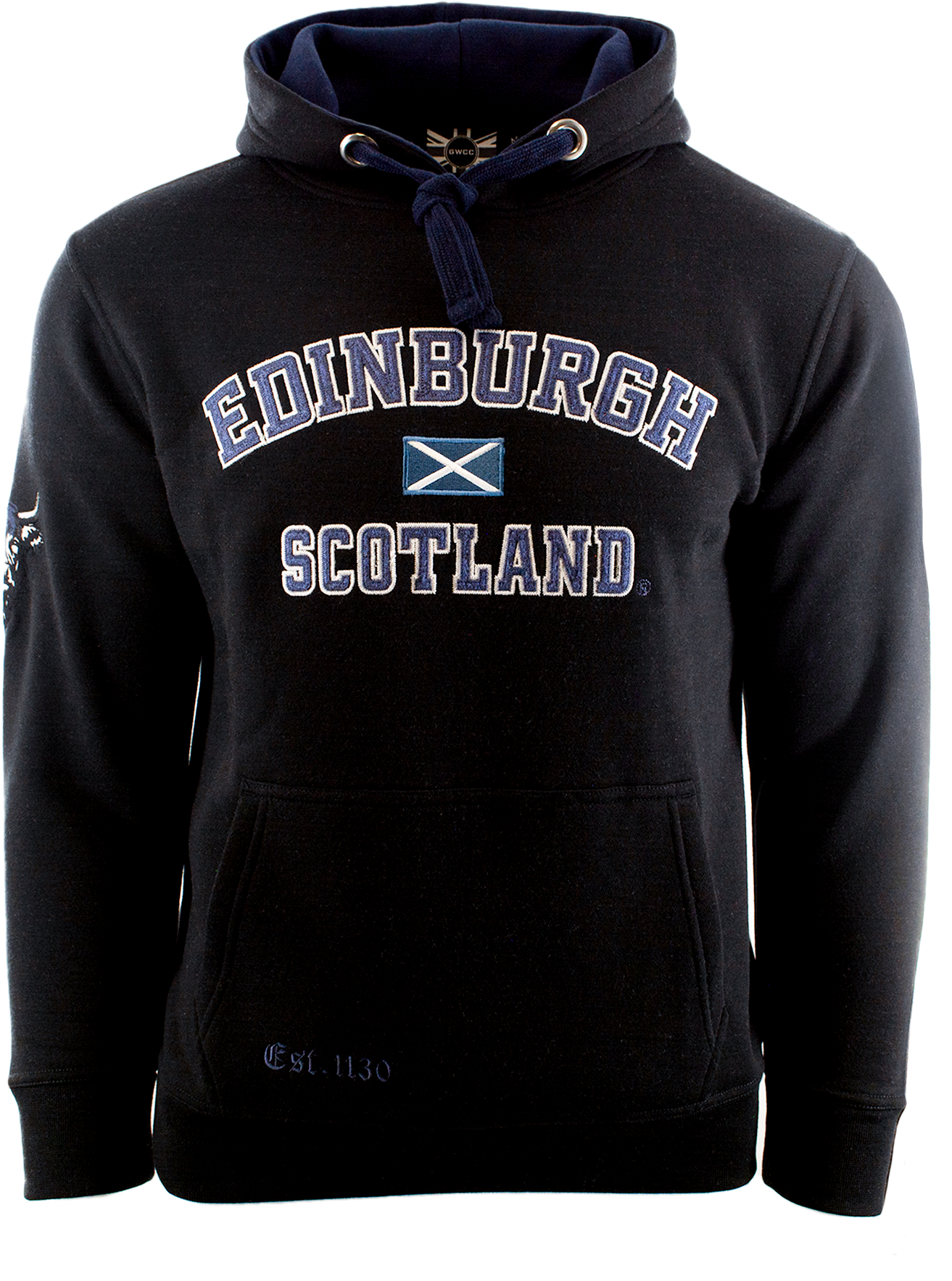 Unisex Edinburgh Scotland Hooded Sweatshirt, Hoodie Applique Embroidery Design, XS-4XL, Available in Black, Blue, Off-White, Grey-Pink, Grey-Navy