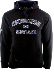 Unisex Edinburgh Scotland Hooded Sweatshirt, Hoodie Applique Embroidery Design, XS-4XL, Available in Black, Blue, Off-White, Grey-Pink, Grey-Navy