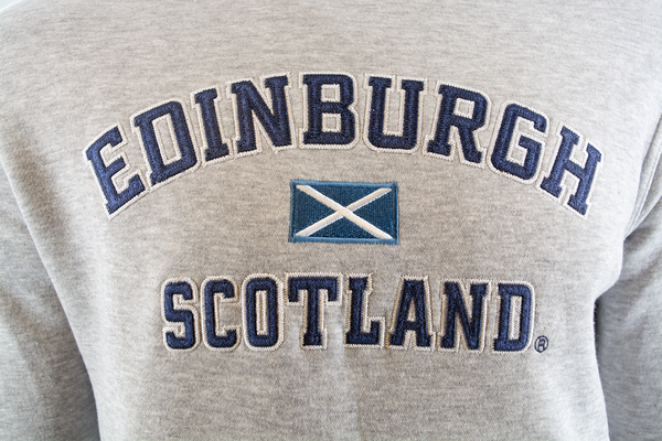 Unisex Edinburgh Scotland Hooded Sweatshirt, Hoodie Applique Embroidery Design, XS-4XL, Available in Black, Blue, Off-White, Grey-Pink, Grey-Navy