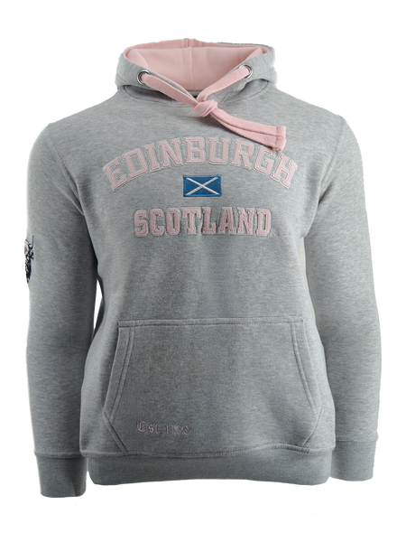 Unisex Edinburgh Scotland Hooded Sweatshirt, Hoodie Applique Embroidery Design, XS-4XL, Available in Black, Blue, Off-White, Grey-Pink, Grey-Navy