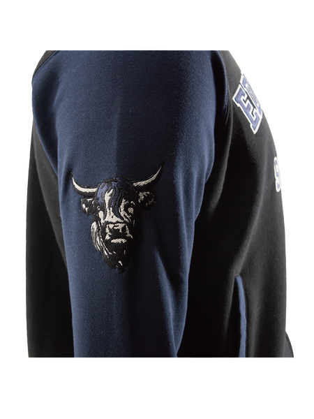 Unisex Edinburgh Scotland Varisty Baseball Jacket, applique Front and Highland Cow sleeve embroidery,Navy Grey,Black Navy,Grey Navy,Pink, Sizes XS to 4XL