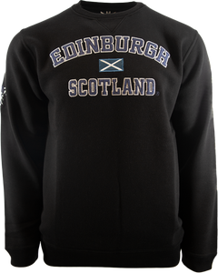 Unisex Edinburgh Scotland Sweatshirt, Applique Embroidery Design, XS-4XL, Available in Black, Blue, Off-White, Grey GPink and Grey Navy