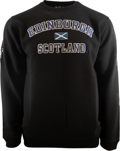 Unisex Edinburgh Scotland Sweatshirt, Applique Embroidery Design, XS-4XL, Available in Black, Blue, Off-White, Grey GPink and Grey Navy