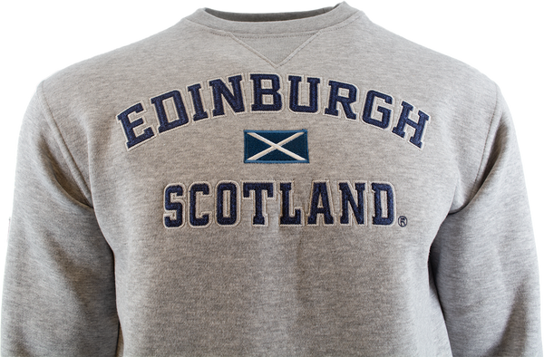 Unisex Edinburgh Scotland Sweatshirt, Applique Embroidery Design, XS-4XL, Available in Black, Blue, Off-White, Grey GPink and Grey Navy