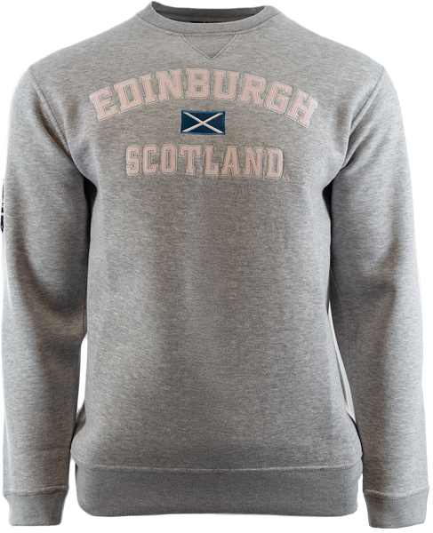 Unisex Edinburgh Scotland Sweatshirt, Applique Embroidery Design, XS-4XL, Available in Black, Blue, Off-White, Grey GPink and Grey Navy