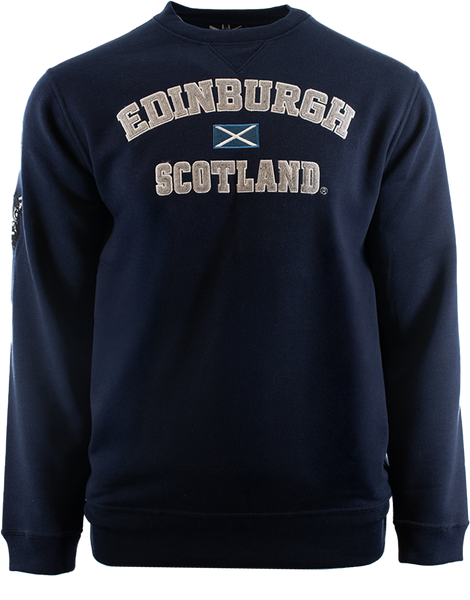 Unisex Edinburgh Scotland Sweatshirt, Applique Embroidery Design, XS-4XL, Available in Black, Blue, Off-White, Grey GPink and Grey Navy