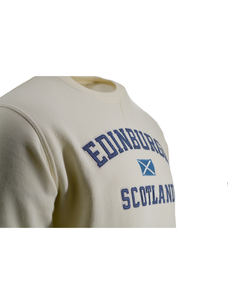 Unisex Edinburgh Scotland Sweatshirt, Applique Embroidery Design, XS-4XL, Available in Black, Blue, Off-White, Grey GPink and Grey Navy
