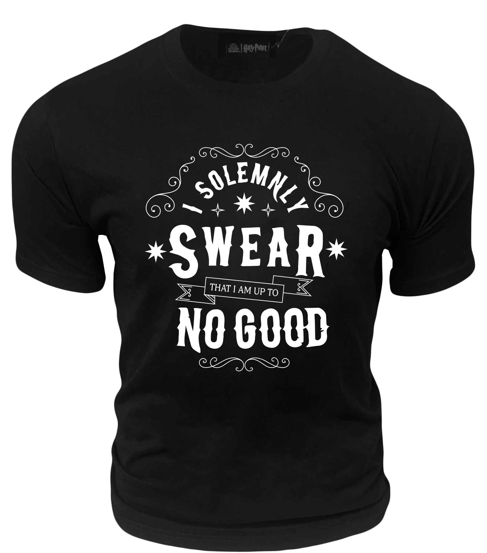 Licensed Unisex Harry Potter 'I Solemny Swear That I am Upto no Good' t-Shirt, Puff Print, Black Colour, XS to 2XL