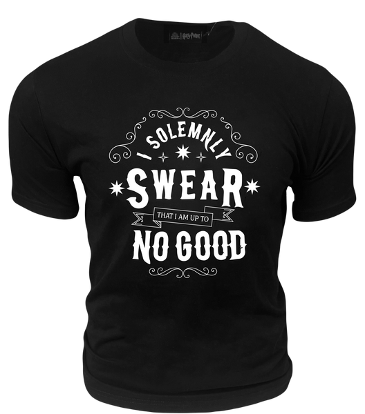 Licensed Unisex Harry Potter 'I Solemny Swear That I am Upto no Good' t-Shirt, Puff Print, Black Colour, XS to 2XL