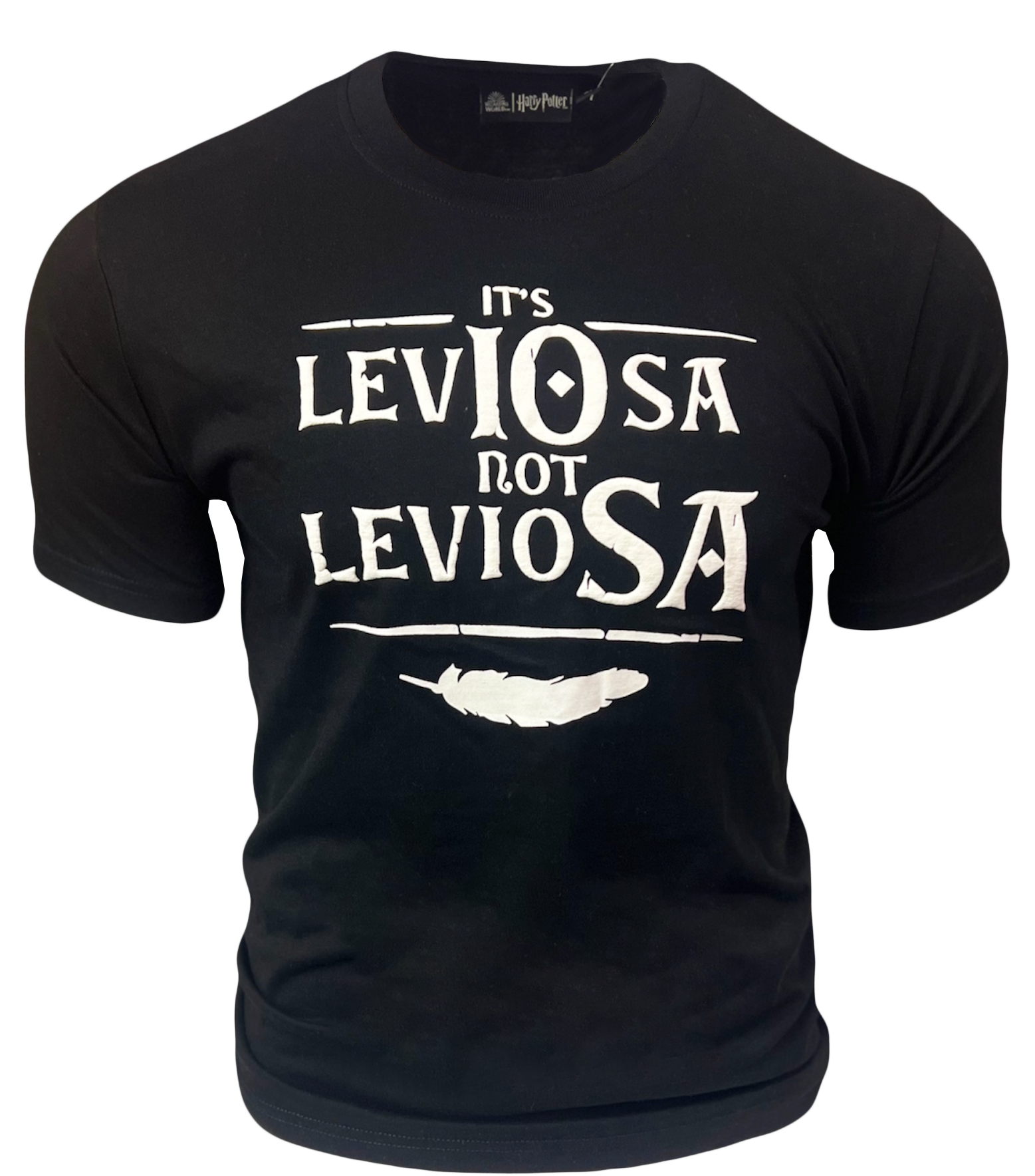 Licensed Unisex Harry Potter Its Leviosa not Leviosa Puff Print t-Shirt, Black, Sizes XS to 2XL