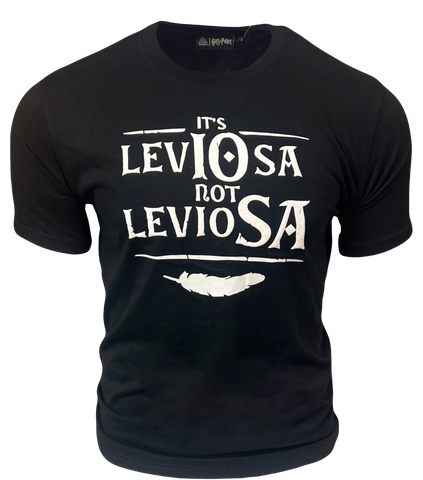 Licensed Unisex Harry Potter Its Leviosa not Leviosa Puff Print t-Shirt, Black, Sizes XS to 2XL