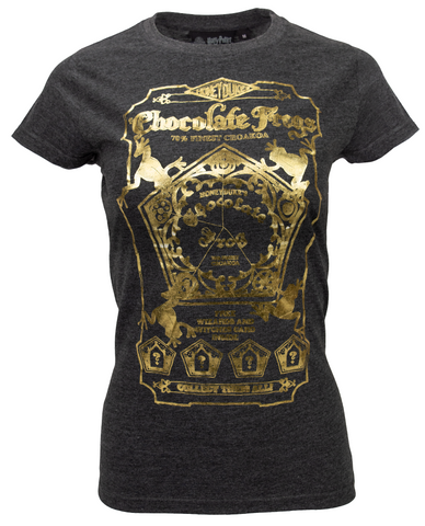 Licensed Harry Potter Chocolate Frog Gold Foil Print Ladies/Girls T-shirt top
