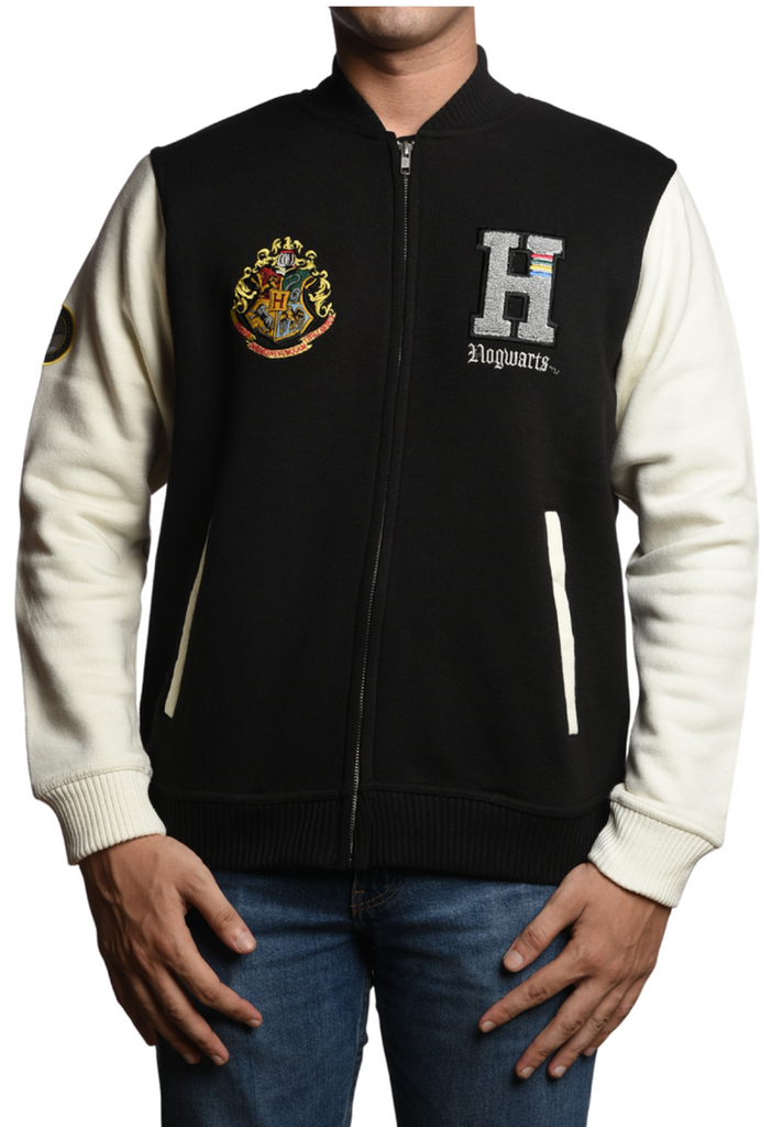 Licensed Harry Potter Unisex Hogwarts Baseball Jacket with Left Right British Heritage Brands