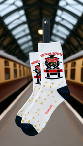 Licensed Harry Potter Hogwart Express Mens Crew Socks, White Colour, Size 6-11(39-46 Euro)