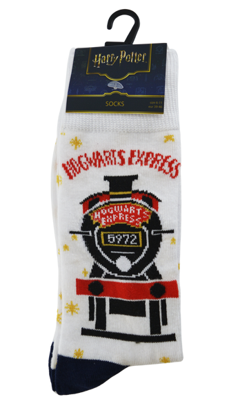 Licensed Harry Potter Hogwart Express Mens Crew Socks, White Colour, Size 6-11(39-46 Euro)