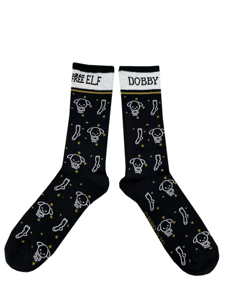 Licensed Harry Potter Dobby Mens Crew Socks, Free Elf, Black Colour, Size 6-11 (39-46 Euro)