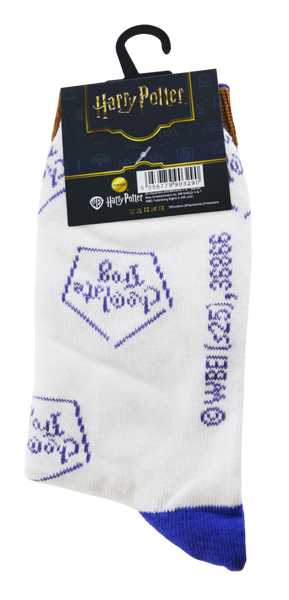 Licensed Harry Potter Chocolate Frog Ladies Crew Socks, Colour White, Size 4-7 (35-38 Euro)