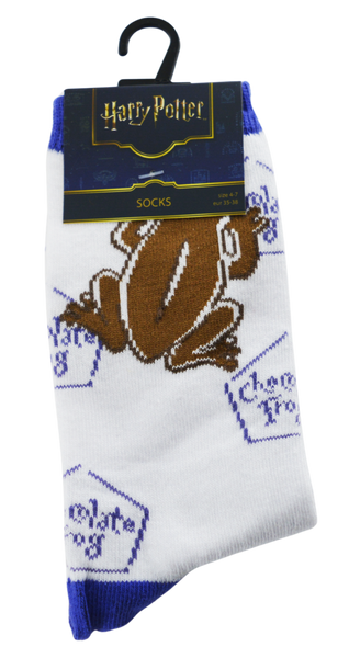 Licensed Harry Potter Chocolate Frog Ladies Crew Socks, Colour White, Size 4-7 (35-38 Euro)
