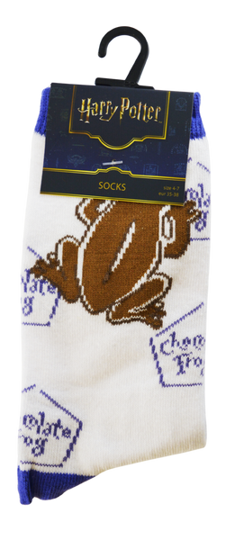 Licensed Harry Potter Chocolate Frog Ladies Crew Socks, Colour White, Size 4-7 (35-38 Euro)